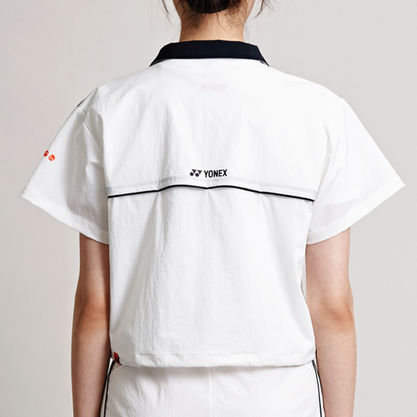 Yonex-20262白色短袖立領抽繩排汗衣(女)