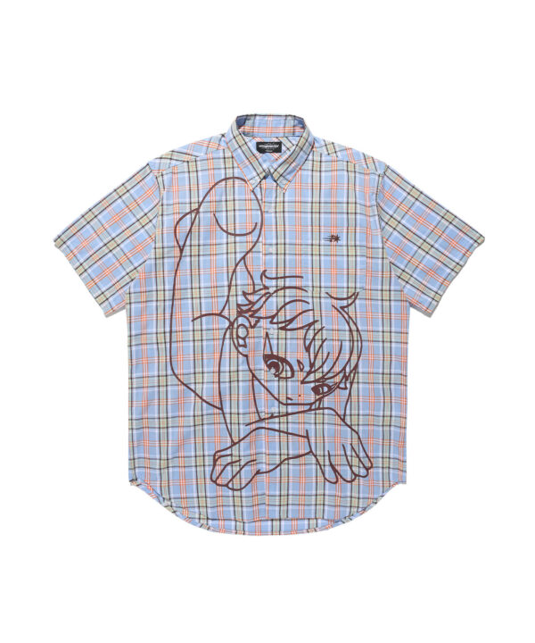 Niceghostclub-Angel check big big half shirt