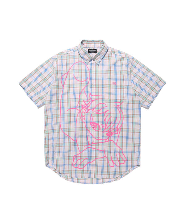 Niceghostclub-Angel check big big half shirt
