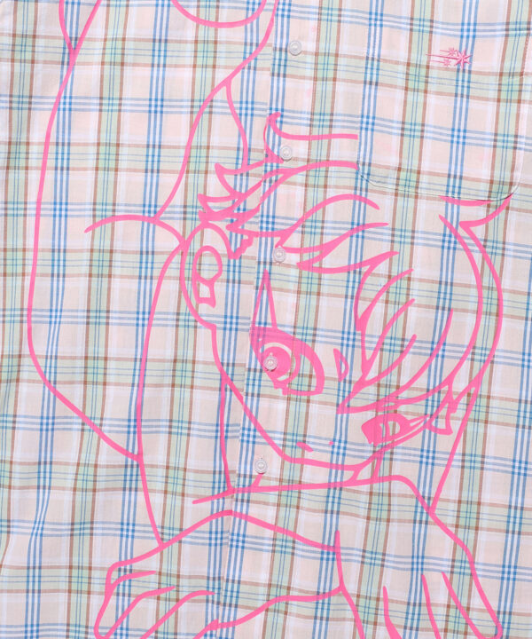 Niceghostclub-Angel check big big half shirt